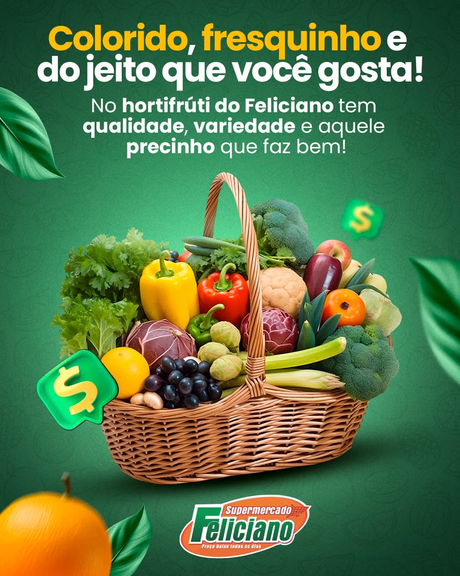 Hortifrúti com frutas e verduras frescas